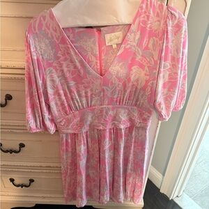 Lilly Pulitzer Pink & White Floral V-Neck Dress
